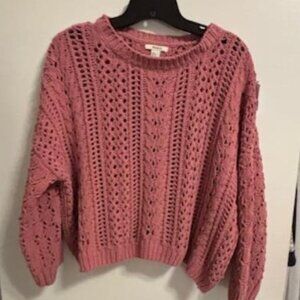Forever 21 Knit Sweater S Oversized cropped Deep Rose